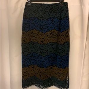 Lace Color Block Sandro Pencil Skirt